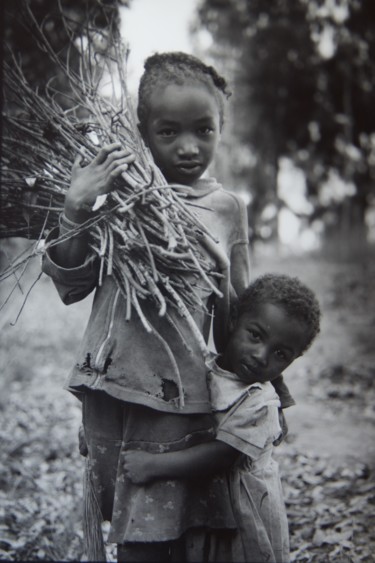 Enfants avec petits branches d'arbre